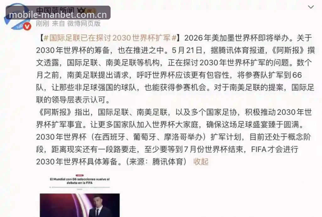2030年世界杯扩军至66队深度评测：中国男足迎来历史性机遇